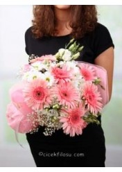 pembe gerbera  buketi
