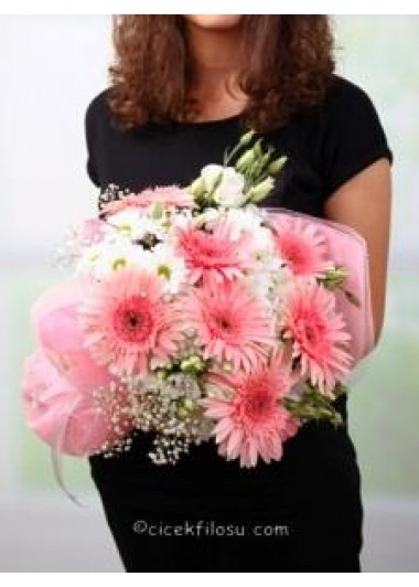 pembe gerbera  buketi